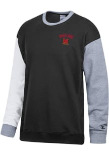 Mens Maryland Terrapins Black Champion Superfan Colorblock Crew Sweatshirt