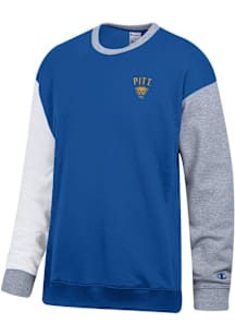 Champion Pitt Panthers Mens Blue Superfan Colorblock Long Sleeve Crew Sweatshirt