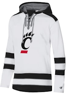 Champion Cincinnati Bearcats Mens White Superfan Hockey Long Sleeve Hoodie