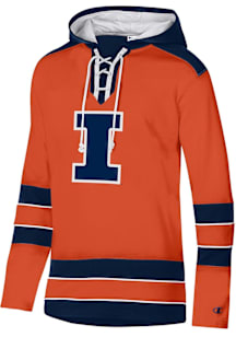 Champion Illinois Fighting Illini Mens Orange Superfan Hockey Long Sleeve Hoodie