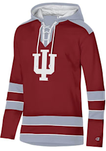 Champion Indiana Hoosiers Mens Crimson Superfan Hockey Long Sleeve Hoodie
