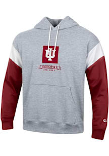 Champion Indiana Hoosiers Mens Grey Superfan Colorblock Long Sleeve Hoodie