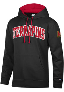 Mens Maryland Terrapins Black Champion Stadium Sleeve Hit Hooded Sweatshirt