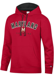 Mens Maryland Terrapins Red Champion Stadium Number One Hooded Sweatshirt