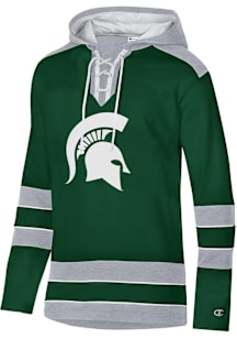 Champion Michigan State Spartans Mens Green Superfan Hockey Long Sleeve Hoodie