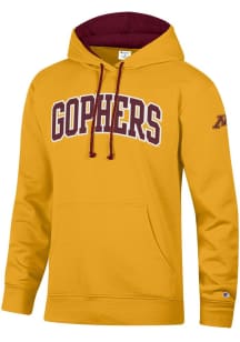 Mens Minnesota Golden Gophers Gold Champion Stadium Sleeve Hit Hooded Sweatshirt