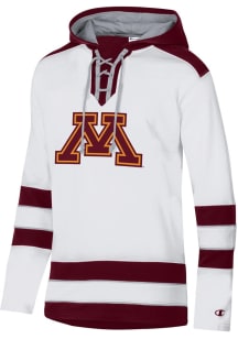 Mens Minnesota Golden Gophers White Champion Superfan Hockey Hooded Sweatshirt