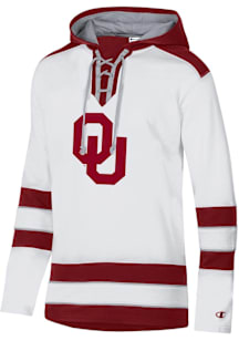 Champion Oklahoma Sooners Mens White Superfan Hockey Long Sleeve Hoodie