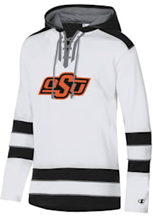 Champion Oklahoma State Cowboys Mens White Superfan Hockey Long Sleeve Hoodie