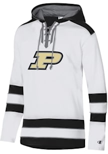 Champion Purdue Boilermakers Mens White Superfan Hockey Long Sleeve Hoodie