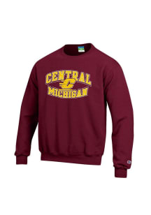 Champion Central Michigan Chippewas Mens Maroon No1 Long Sleeve Crew Sweatshirt