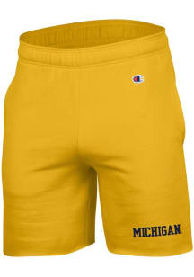 Mens Michigan Wolverines Yellow Champion Powerblend Shorts