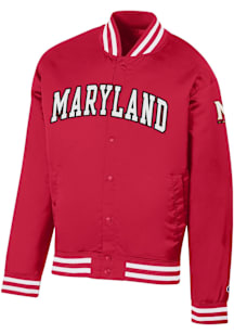 Mens Maryland Terrapins Red Champion Superfan Satin Bomber Medium Weight Jacket