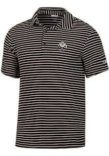 Mens Purdue Boilermakers Black Champion Tailgate Yarn Dyed Stripe Short Sleeve Polo Shirt