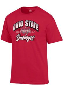 Ohio State Buckeyes Red Champion 2024 College Playoff Football National Champions Short Sleeve T..