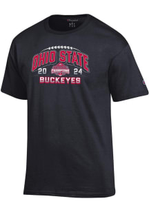 Ohio State Buckeyes Black Champion 2024 College Playoff Football National Champions Short Sleeve..