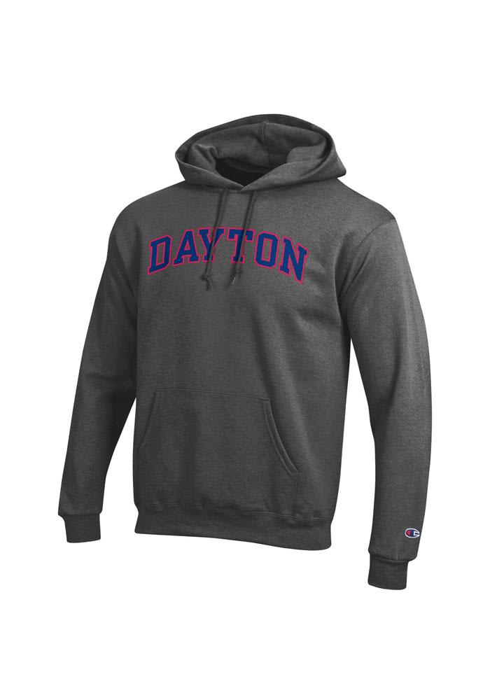 Champion Dayton Flyers Mens Charcoal Twill Long Sleeve Hoodie