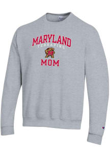 Womens Maryland Terrapins Grey Champion Mom Crew Sweatshirt