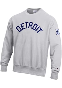 Champion Detroit Tigers Mens Silver Reverse Weave Long Sleeve Crew Sweatshirt