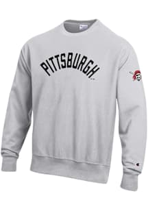 Champion Pittsburgh Pirates Mens Silver Reverse Weave Long Sleeve Crew Sweatshirt