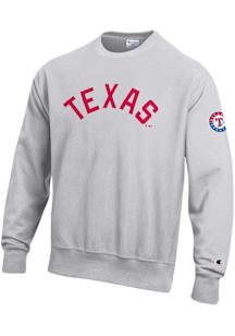 Champion Texas Rangers Mens Silver Reverse Weave Long Sleeve Crew Sweatshirt