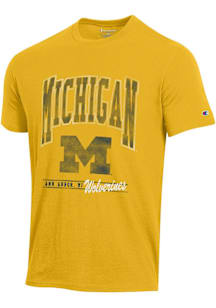Champion Michigan Wolverines Yellow Stadium Embroidery Short Sleeve T Shirt