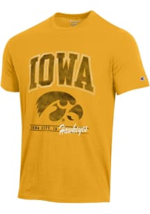 Iowa Hawkeyes Gold Champion Stadium Embroidery Short Sleeve T Shirt