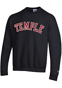 Champion Temple Owls Mens Black Arch Name Long Sleeve Crew Sweatshirt