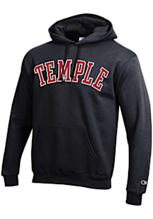 Champion Temple Owls Mens Black Arch Name Long Sleeve Hoodie
