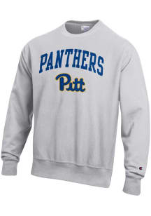 Mens Pitt Panthers Ash Champion Wordmark Crew Sweatshirt