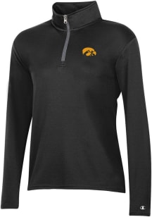 Womens Iowa Hawkeyes Black Champion Mesh Qtr Zip Pullover