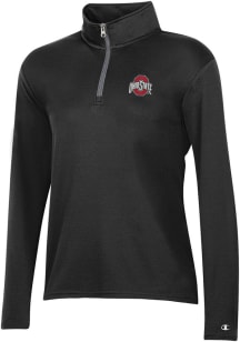 Womens Ohio State Buckeyes Black Champion Mesh Qtr Zip Pullover