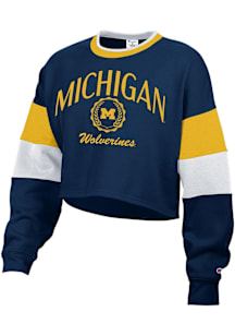 Champion Michigan Wolverines Womens Blue Fresh Fly Crew Sweatshirt