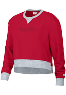 Champion Ohio State Buckeyes Womens Red High Low Crew Sweatshirt