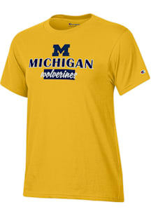 Michigan Wolverines Gold Champion Glitter Stadium Short Sleeve T-Shirt