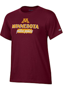 Champion Minnesota Golden Gophers Womens Maroon Glitter Stadium Short Sleeve T-Shirt