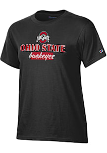 Champion Ohio State Buckeyes Womens Black Glitter Stadium Short Sleeve T-Shirt