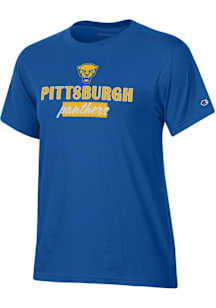 Pitt Panthers Blue Champion Glitter Stadium Short Sleeve T-Shirt