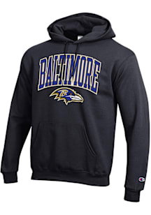 Champion Baltimore Ravens Mens Black Arch Mascot Long Sleeve Hoodie