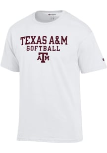 Champion Texas A&amp;M Aggies White Softball Short Sleeve T Shirt