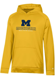Youth Michigan Wolverines Yellow Champion Raglan Long Sleeve Hood