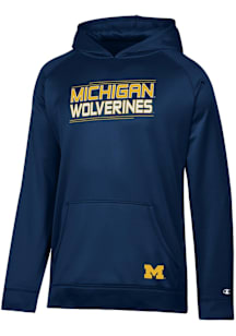 Champion Michigan Wolverines Youth Navy Blue Raglan Long Sleeve Hoodie