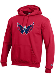Champion Washington Capitals Mens Red Primary Logo Long Sleeve Hoodie