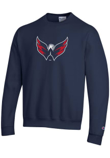 Champion Washington Capitals Mens Navy Blue Primary Logo Long Sleeve Crew Sweatshirt