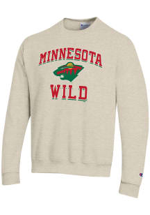 Champion Minnesota Wild Mens Oatmeal Heart and Soul Long Sleeve Crew Sweatshirt