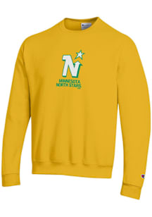 Champion Minnesota North Stars Mens Yellow Primary Logo Long Sleeve Crew Sweatshirt