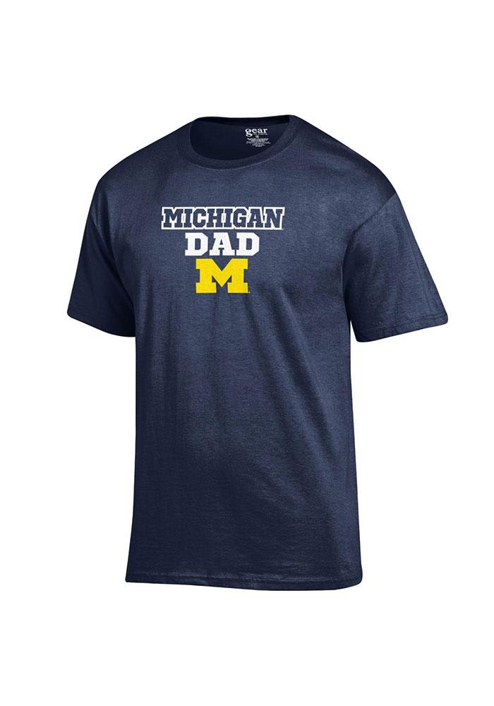 Michigan Wolverines Navy Blue Father`s Day Short Sleeve T Shirt