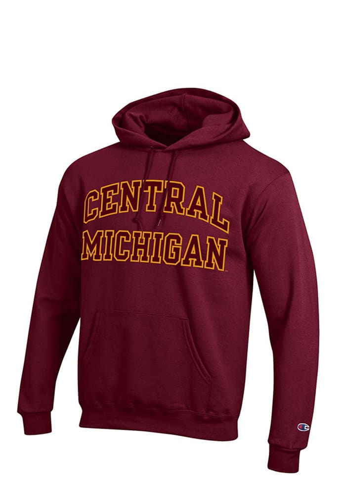 Champion Central Michigan Chippewas Mens Maroon Arch Long Sleeve Hoodie