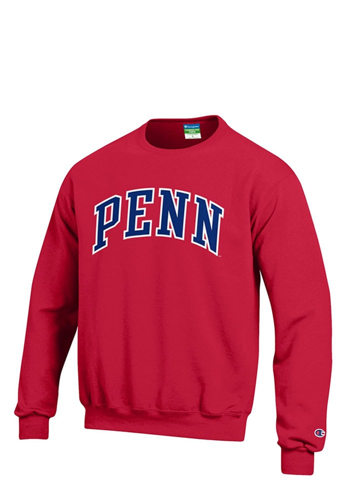 Champion Pennsylvania Quakers Mens Red Arch Long Sleeve Crew Sweatshirt