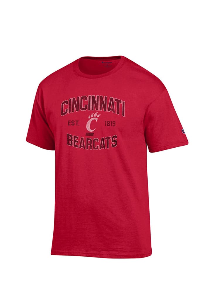 Champion Cincinnati Bearcats Red Distressed Short Sleeve T Shirt